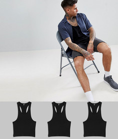 3 майки со спиной-борцовкой ASOS DESIGN - СКИДКА - Мульти
