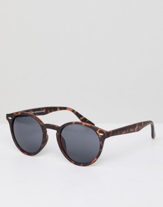 Круглые солнцезащитные очки в коричневой черепаховой оправе New Look - Коричневый