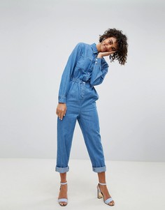 Синий джинсовый комбинезон в стиле милитари ASOS DESIGN - Синий