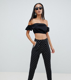Суженные книзу брюки с монохромным ацтекским принтом ASOS DESIGN Tall - Черный