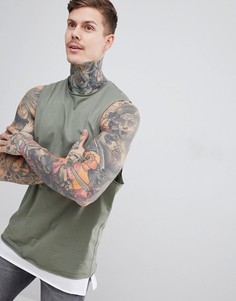Зеленая майка с заниженными проймами и контрастным нижним слоем ASOS DESIGN - Мульти