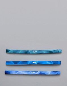 3 повязки на голову с принтом Nike - Синий