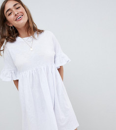 Свободное хлопковое платье с оборками ASOS DESIGN Petite - Белый
