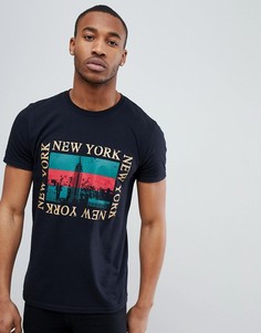 Черная футболка с принтом New York boohooMAN - Черный