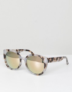 Круглые черепаховые солнцезащитные очки с зеркальными стеклами ASOS - Мульти