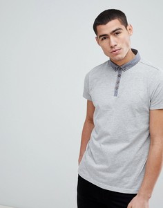 Поло с контрастным воротником из шамбре Brave Soul - Серый