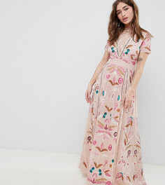 Платье макси с отделкой Frock And Frill Petite - Кремовый