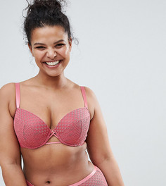 Кружевной бюстгальтер с глубоким вырезом New Look Curve - Розовый