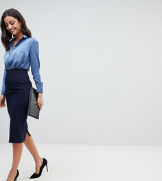 Комбинируемая юбка-карандаш с завышенной талией ASOS TALL - Темно-синий