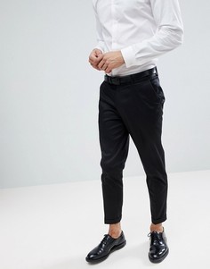 Черные укороченные брюки скинни из хлопкового сатина ASOS - Черный