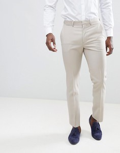 Светло-бежевые узкие брюки из 100% шерсти ASOS DESIGN Wedding - Светло-бежевый