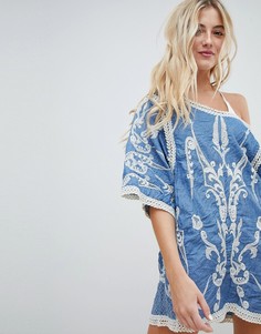 Пляжное платье с вышивкой Liquorish - Синий