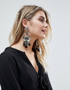 Броские серьги-кисточки с дисками ASOS DESIGN - Серебряный