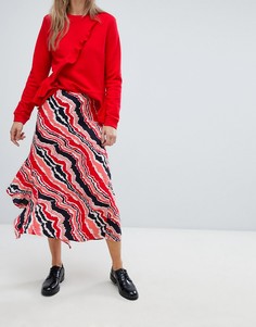 Асимметричная юбка в полоску In Wear Piritta - Красный