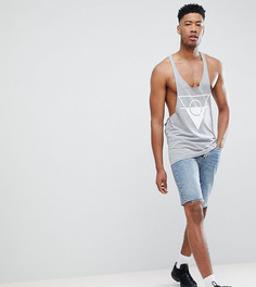 Майка-борцовка с необработанными краями и принтом ASOS DESIGN Tall - Серый