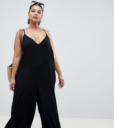 Комбинезон с глубоким V-образным вырезом ASOS DESIGN Curve - Черный