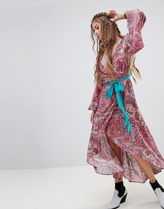 Платье макси с расклешенными рукавами и премиум-отделкой Aratta - Мульти