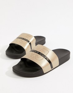 Золотистые шлепанцы с логотипом Versace Jeans - Золотой