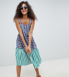 Ярусное летнее платье миди в полоску ASOS DESIGN Tall - Мульти