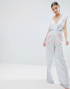 Комбинезон с широкими штанинами и вышивкой ASOS DESIGN - Синий