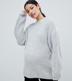 Джемпер в крупный рубчик с круглым вырезом ASOS DESIGN Maternity - Серый