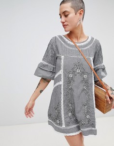 Платье с вышивкой Free People Sunny Day - Черный