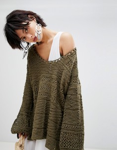 Кружевная блузка Free People - Зеленый