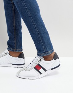 Беле легкие кроссовки в стиле ретро с фирменным флажком Tommy Hilfiger - Белый