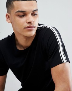 Премиум-футболка с полосками на рукавах Jack & Jones - Черный