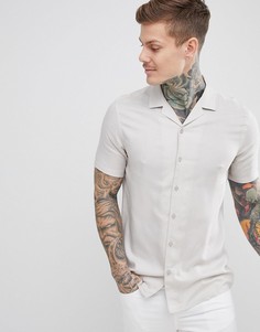 Серая рубашка классического кроя из вискозы с отложным воротником ASOS DESIGN - Серый