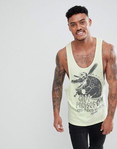 Длинная майка-борцовка с принтом ASOS DESIGN - Желтый