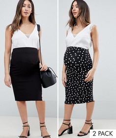 2 удлиненные юбки миди для беременных ASOS DESIGN Maternity - Мульти