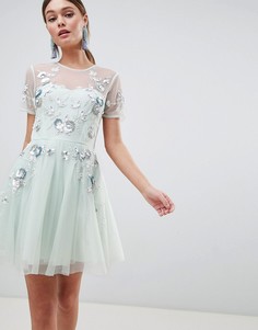 Платье мини из тюля с открытой спиной ASOS DESIGN - Синий