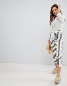 Суженные книзу брюки в полоску New Look - Кремовый