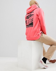 Худи розового цвета с принтом на спине Vans Stack Up VA3HFIEIY - Розовый