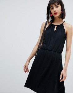 Трикотажное платье мини с затягивающимися шнурками Esprit - Черный