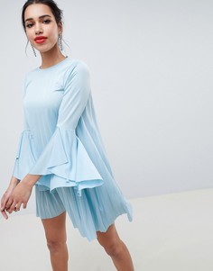 Платье мини А-силуэта с плиссировкой ASOS DESIGN - Синий