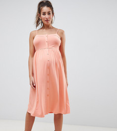 Свободное платье миди на пуговицах с квадратным вырезом ASOS DESIGN Maternity - Оранжевый