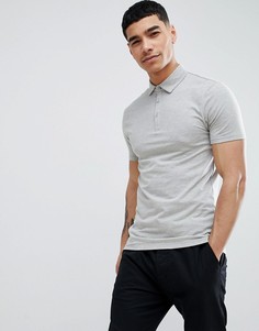 Серая трикотажная обтягивающая футболка-поло River Island - Серый