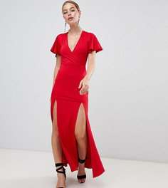 Платье макси с V-образным вырезом Miss Selfridge Petite - Красный