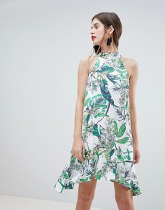 Свободное платье с цветочным принтом River Island - Желтый