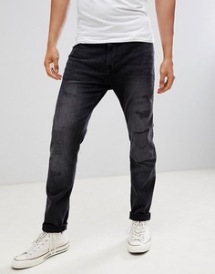 Черные зауженные джинсы с рваной отделкой Burton Menswear - Черный