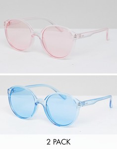 2 пластиковых круглых солнцезащитных очков с цветными стеклами ASOS - Мульти