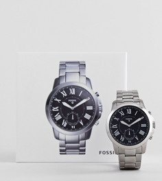 Серебристые гибридные смартчасы Fossil Q FTW1158 Grant - 44 мм - Серебряный