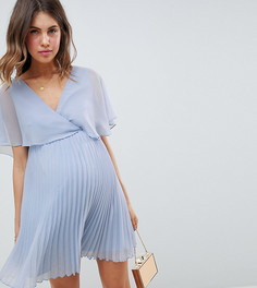 Платье мини с плиссированной юбкой и расклешенными рукавами ASOS DESIGN Maternity - Розовый