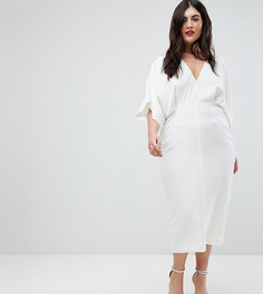 Платье миди с широкими рукавами ASOS DESIGN Curve - Белый