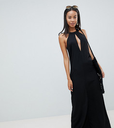 Платье макси с лямкой через шею ASOS DESIGN Tall - Черный
