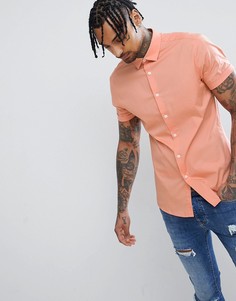 Оранжевая приталенная рубашка с короткими рукавами ASOS DESIGN - Оранжевый