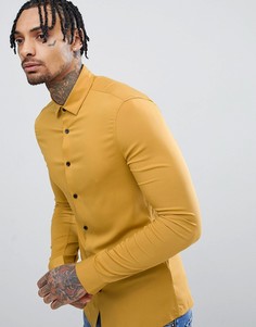 Приталенная рубашка из вискозы горчичного цвета ASOS DESIGN - Желтый