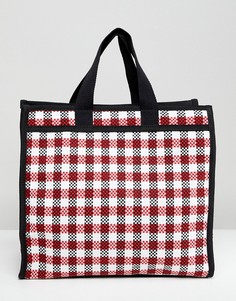 Сумка-шоппер в клетку ASOS DESIGN - Красный